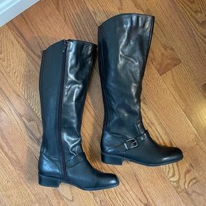 Black Knee High Leather Boots